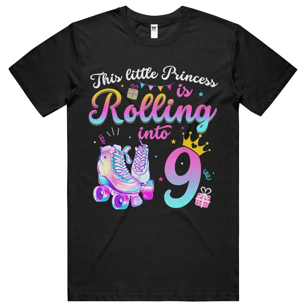 Roller Skate 9Th Birthday Shirt 9 Year Old Girl Party Outfit T Shirts