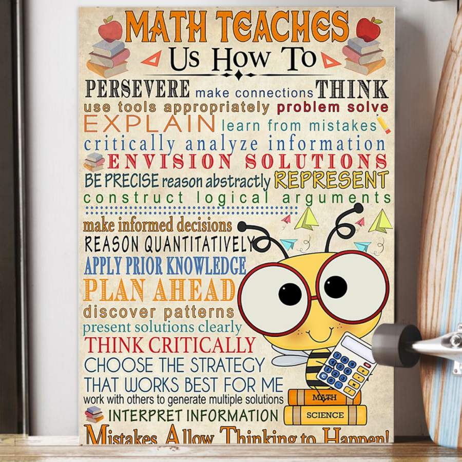 Math Teaches  Us How To Persevere Make Connections Poster Gift For Your Teacher