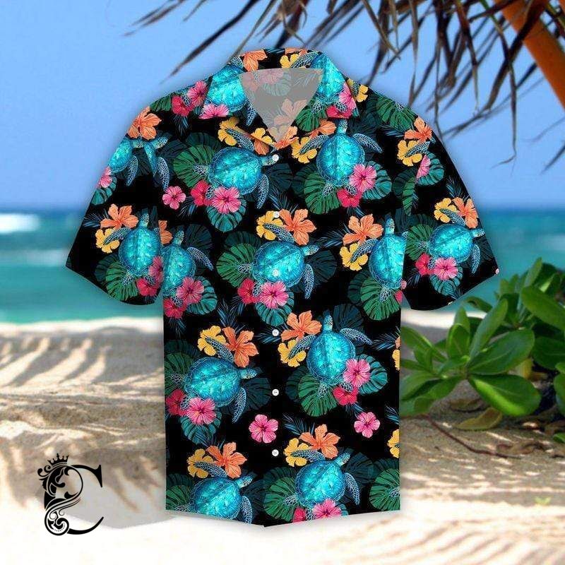 Beach Shirt Tropical Turtle Hibiscus Hawaiian Shirts- Chillicothemall