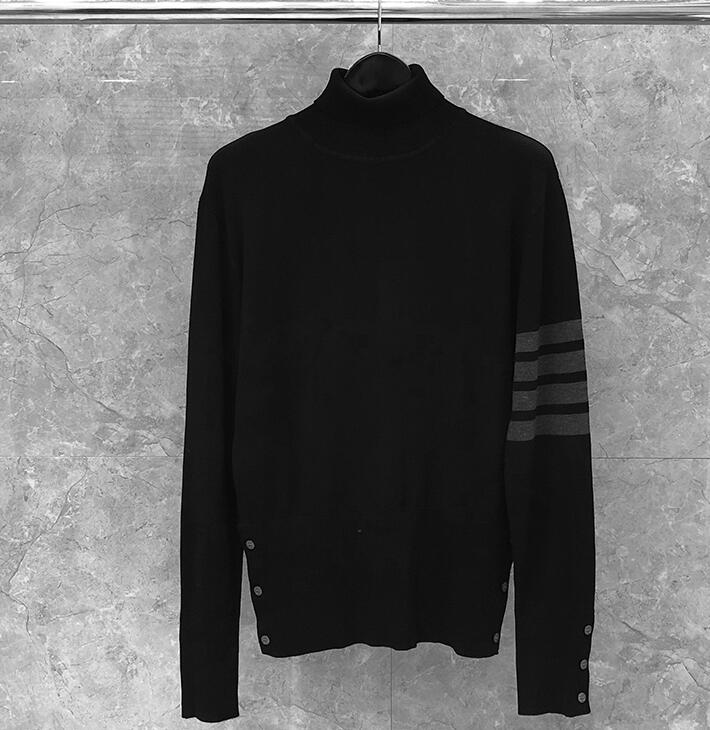 2021 Fashion New Sweaters Black Men Slim Turtleneck Pullovers Clothing Striped Wool Spring and Autumn Casual Coat alx