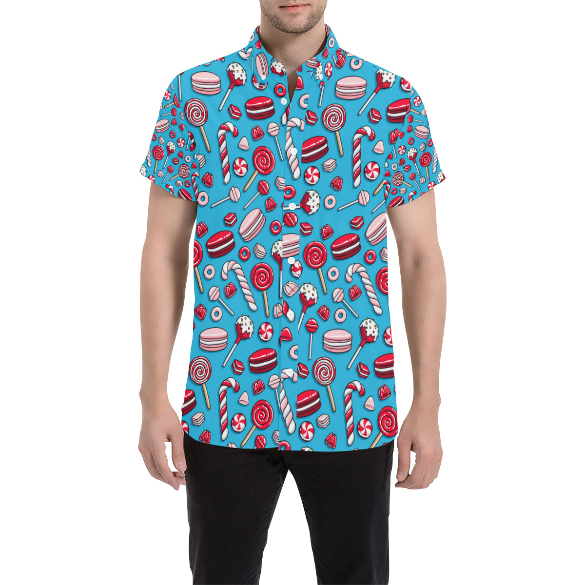 Candy Pattern Print Design 05 Men Button Up Shirt