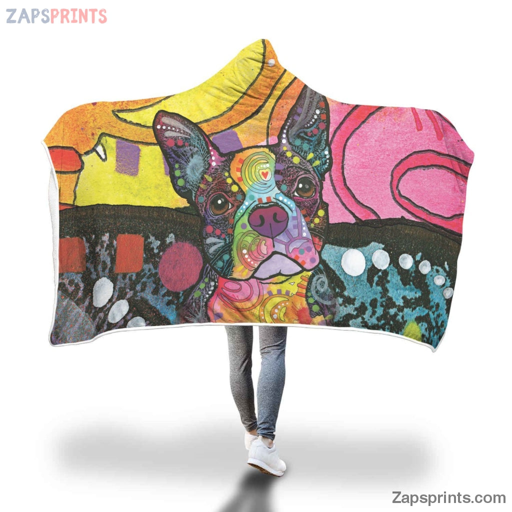 Boston Terrier Design Hooded Blanket – Dean Russo Art