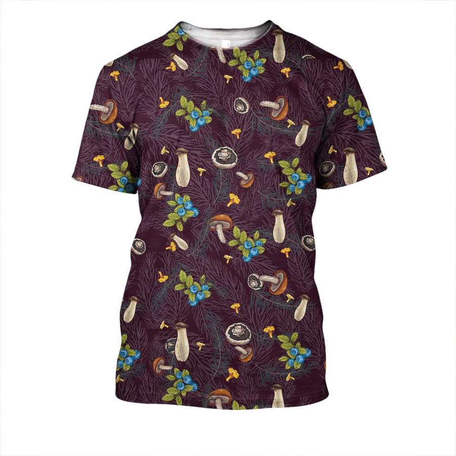 3D All Over Print Mushrooms and Blueberry Shirt