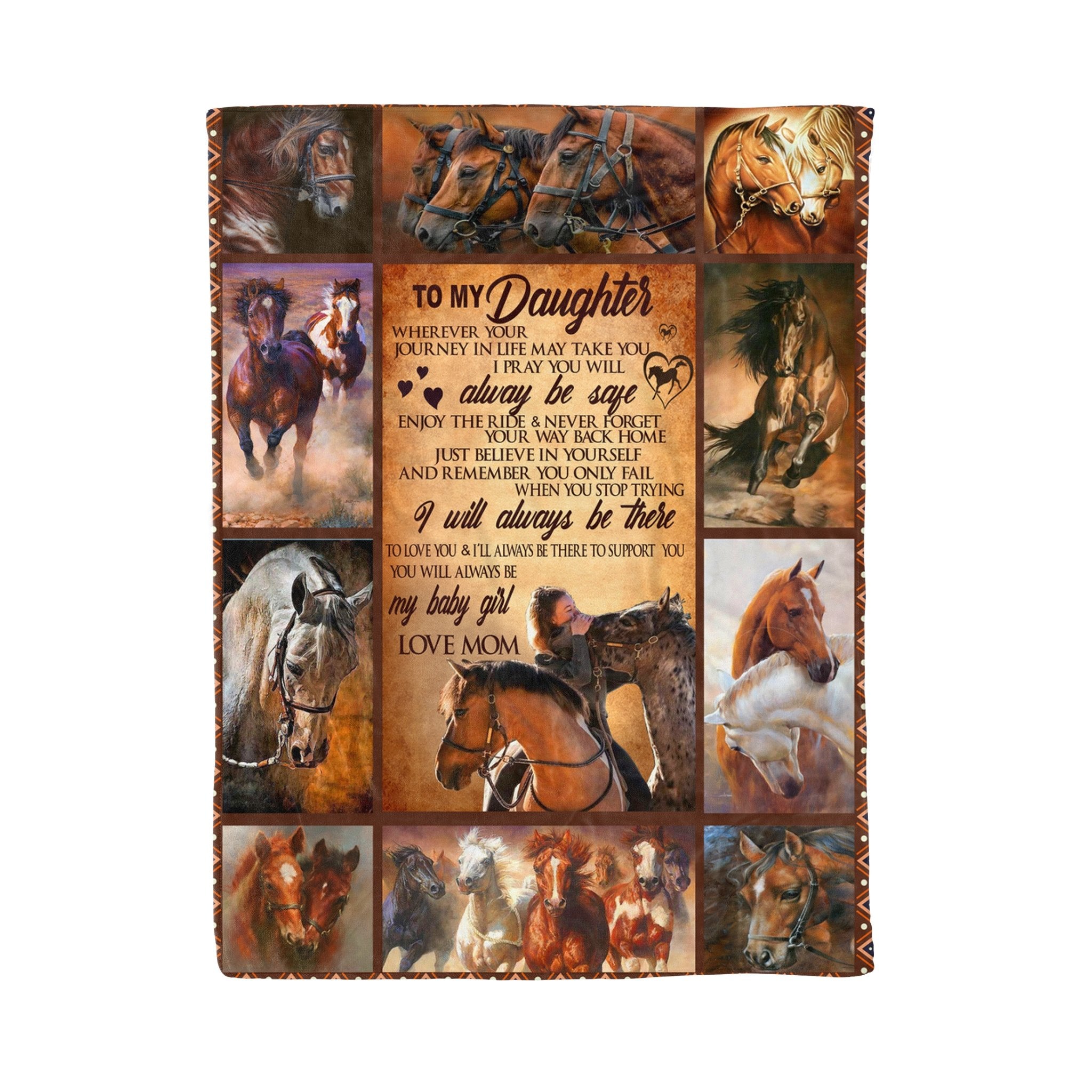 To My Daughter Blanket Horse Fleece Blanket Birthday Gift Christmas Gift For Daughter