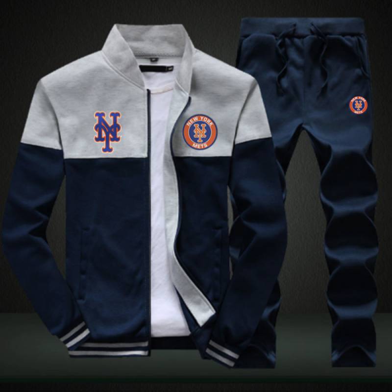 New York Mets Sweatshirt +Sweatpants Mens Clothing 2 Pieces Sets Slim Tracksuit