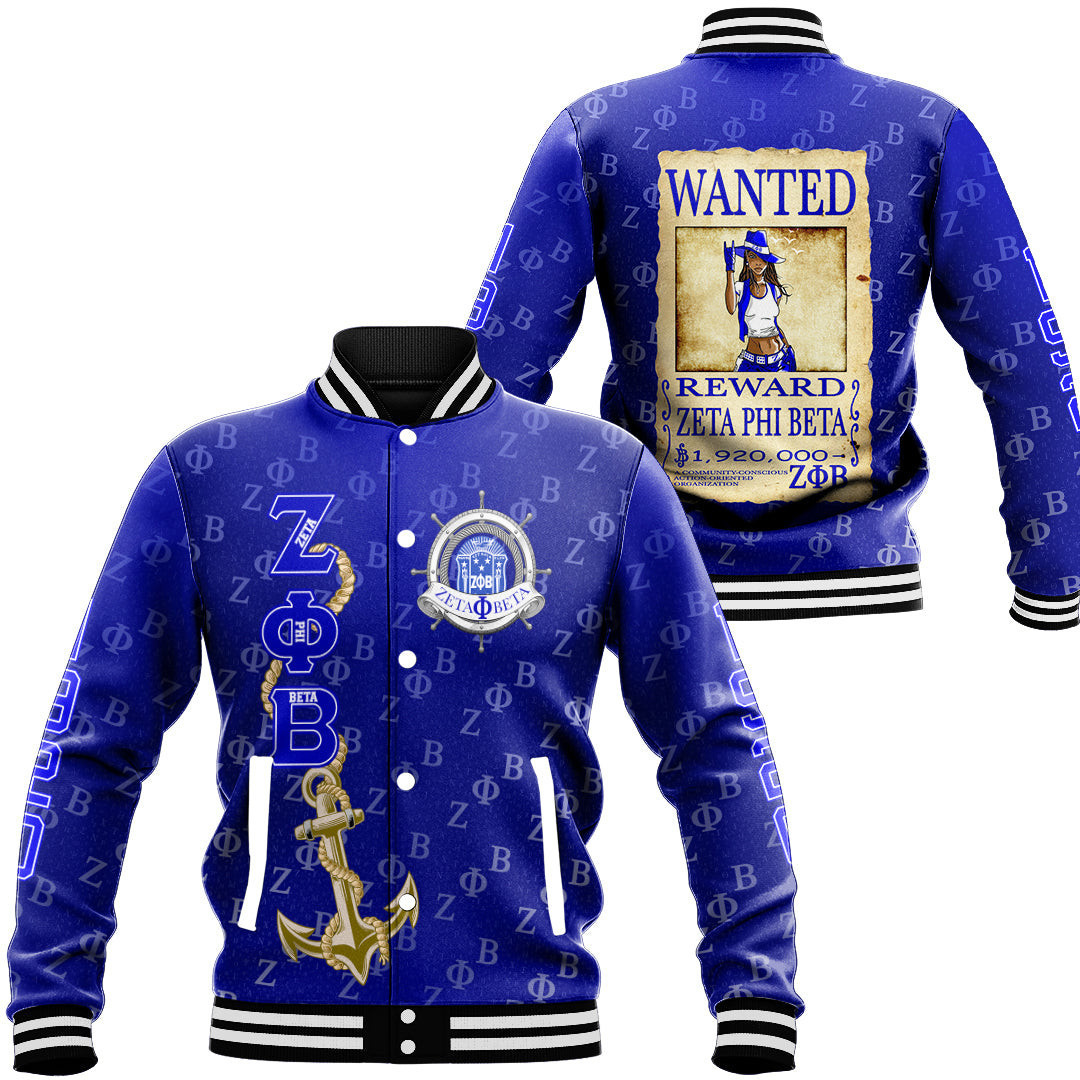 Africazone Clothing – Zeta Phi Beta Wanted Baseball Jackets A35