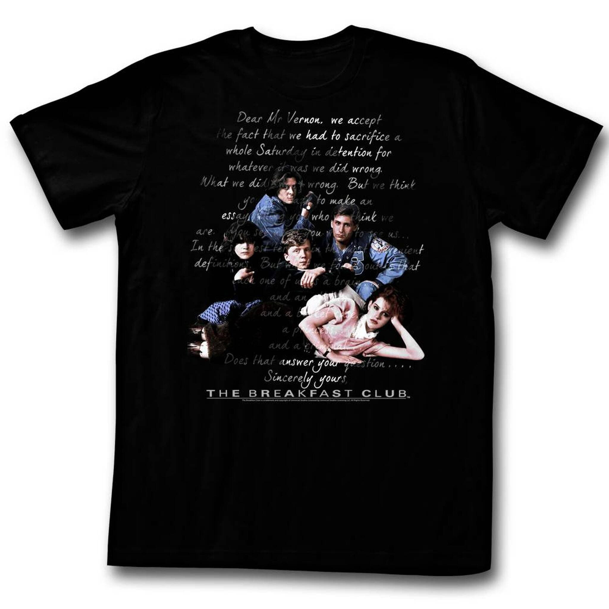 Breakfast Club Letter Black Adult T-Shirt