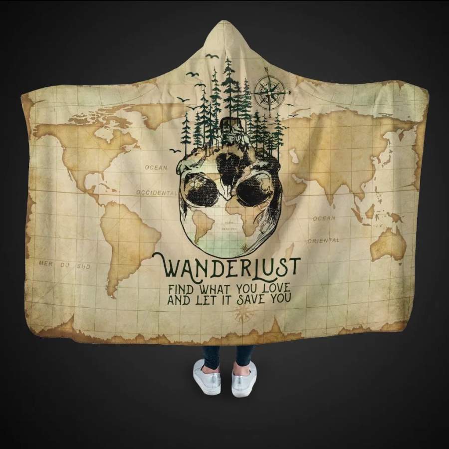 Wozoro Hooded Blanket Camping Wanderlust Skull Adult, Youth Size