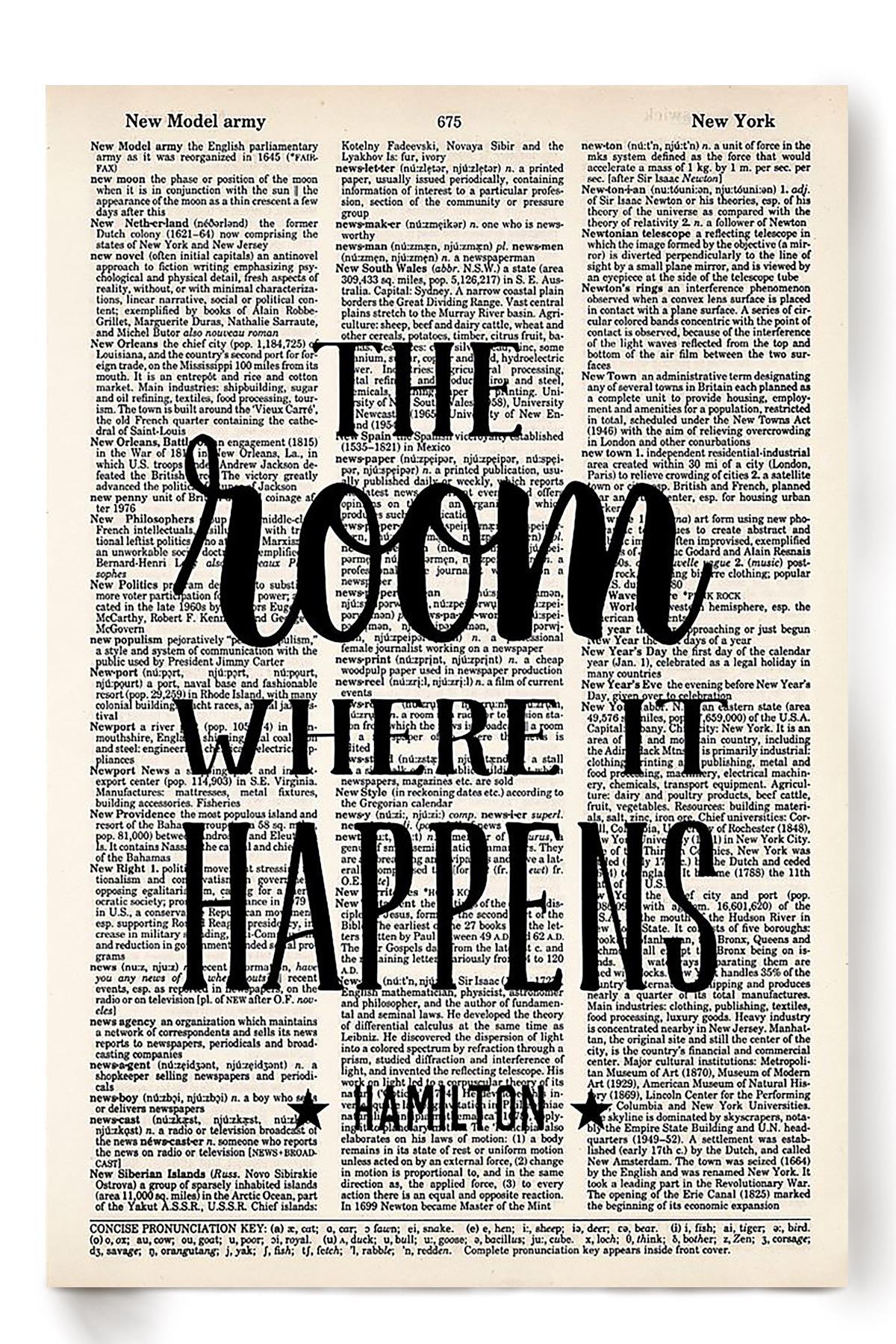 Alexander Hamilton Quote The Room Where It Happens Typography Wall Art For Home Decor Poster