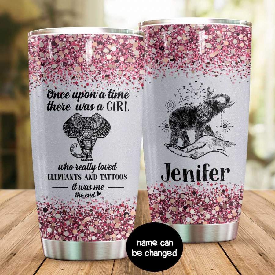 Elephants And Tattoos Personalized   Insulated Stainless Steel Tumbler Cup