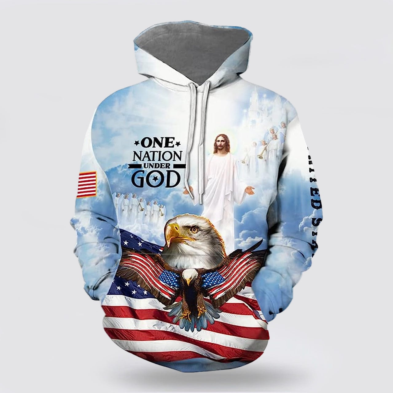 Jesus Eagle One Nation Under God 3D Hoodies For Women Men  Christian Apparel Hoodies
