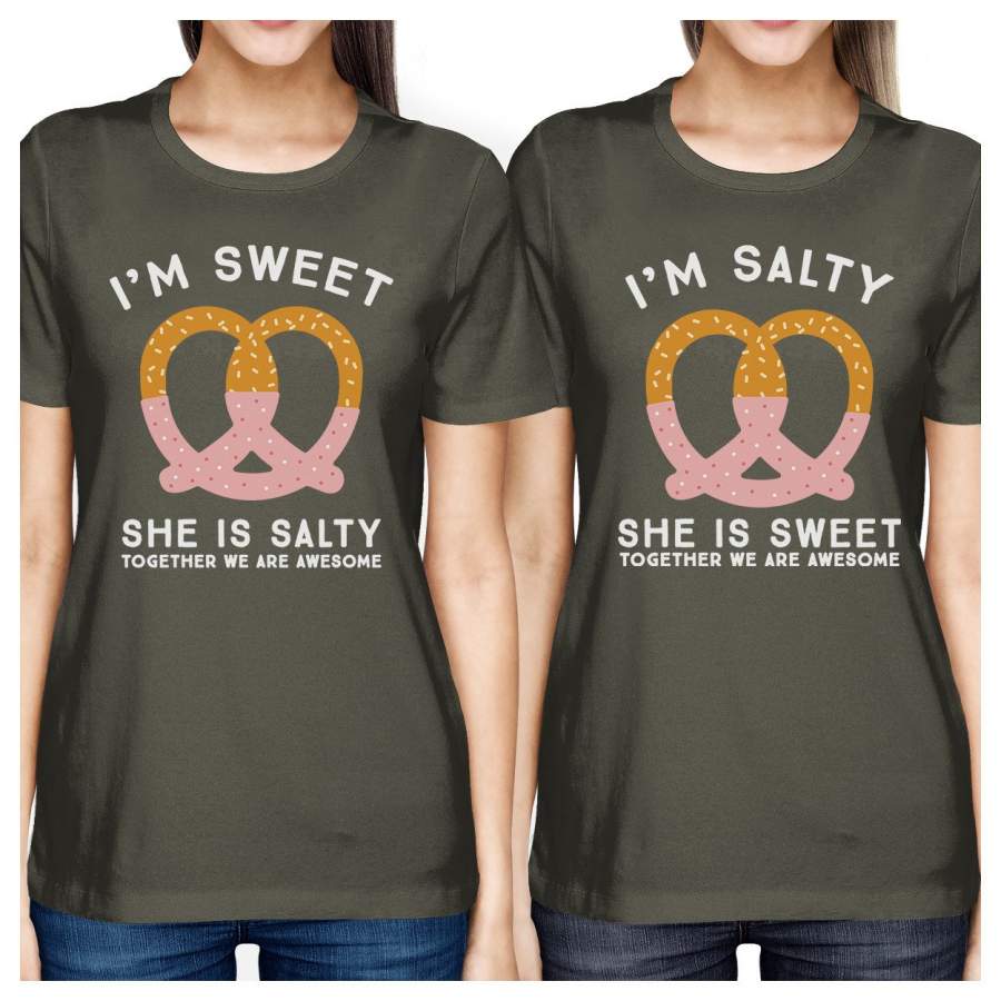 Sweet And Salty BFF Matching Dark Grey Shirts