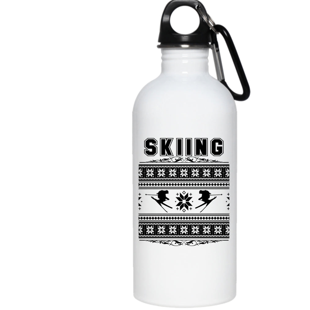 Skiing 20 Oz Stainless Steel Bottle,Funny Ugly Christmas Outdoor Sports Water Bottle