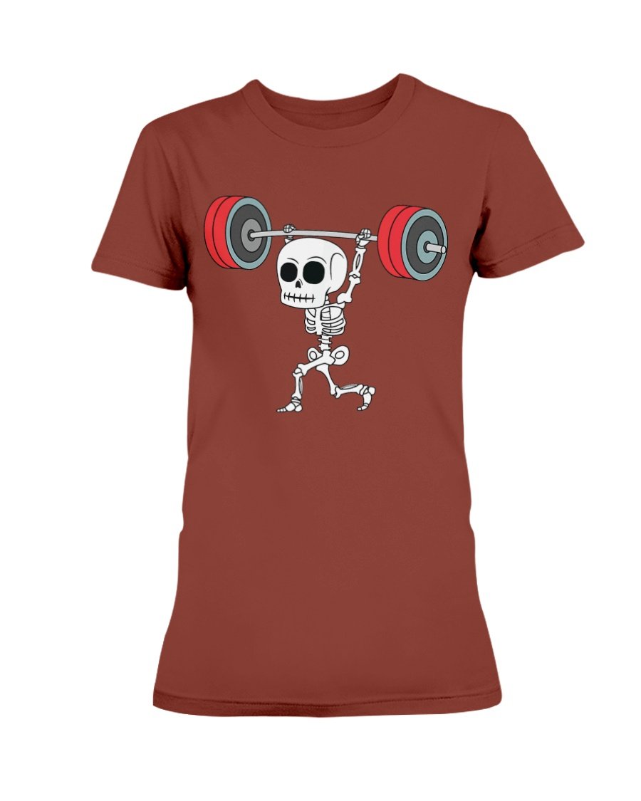 Weightlifting Skeleton Halloween Fitness Gym Workout Costume T-Shirt