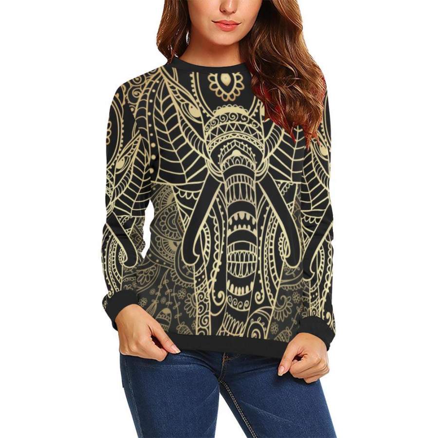 Yoga Elephant Mandala Women Crewneck Sweatshirt