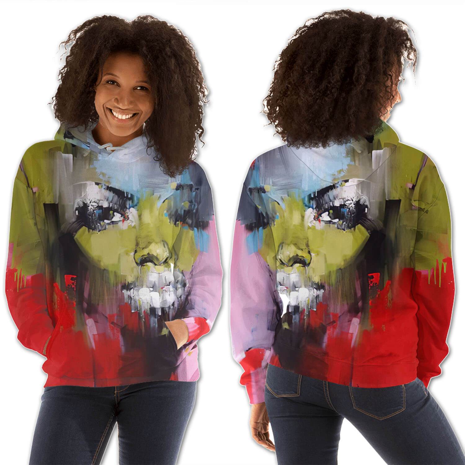 African American Hoodies Pretty Afro American Woman All Over Print Womens Hooded Sweatshirt Afrocentric Clothing BPS09798