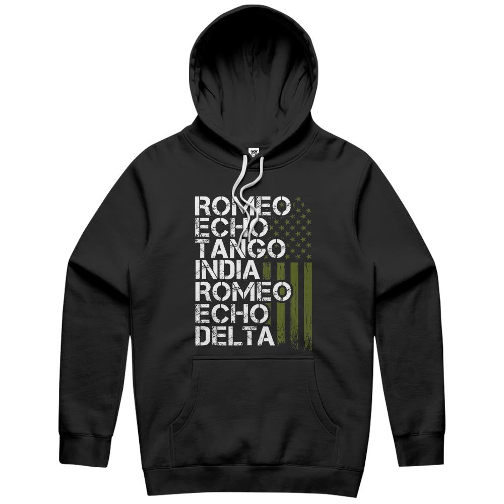 Retired Military Men Women Phonetic Alphabet Retirement Gift Hoodie