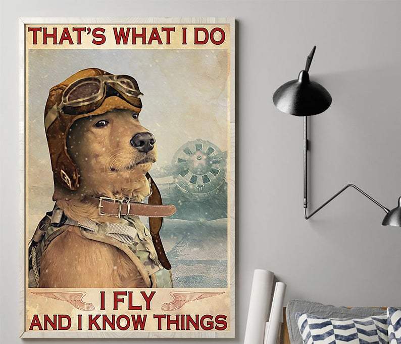 Pilot Dog Cute That’s What I Do Paper Poster No Frame Matte Canvas Wall Decor