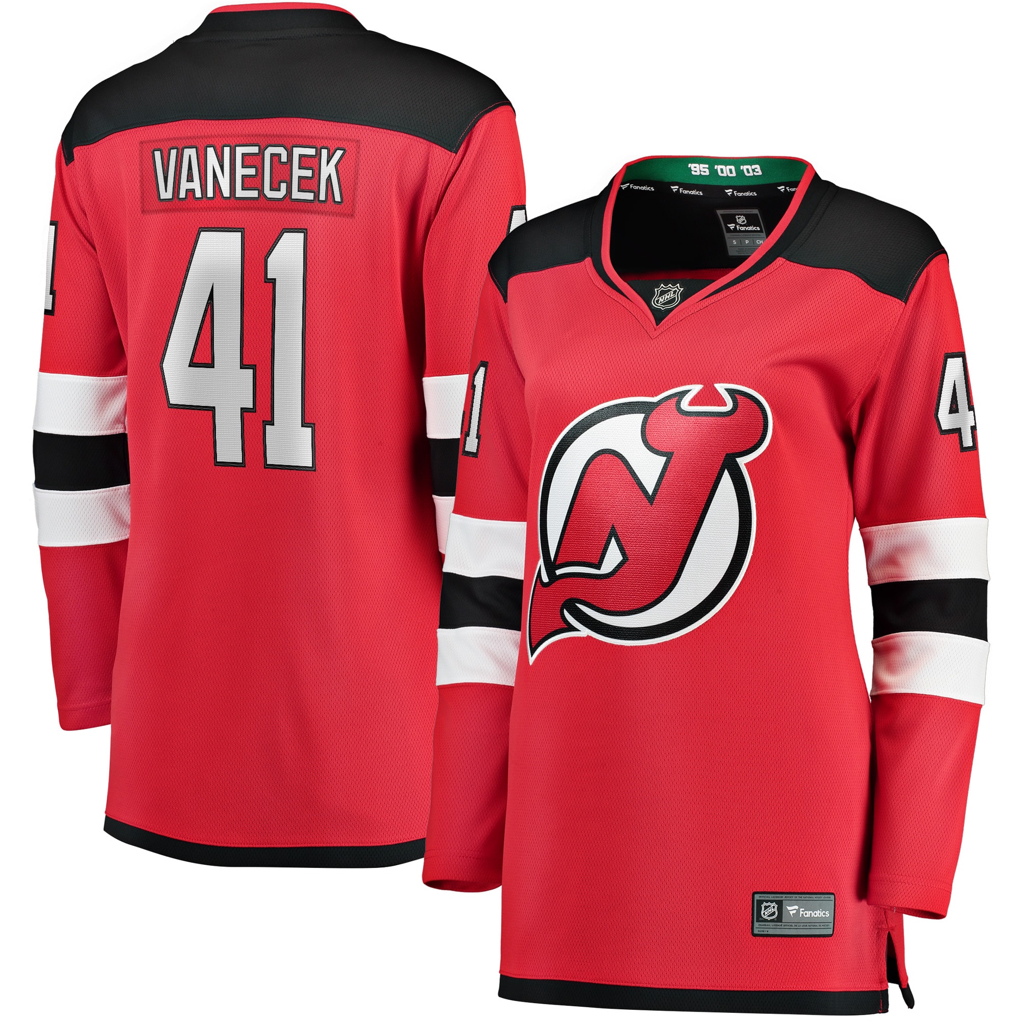 Women's New Jersey Devils Vitek Vanecek Red Home Breakaway Player Jersey