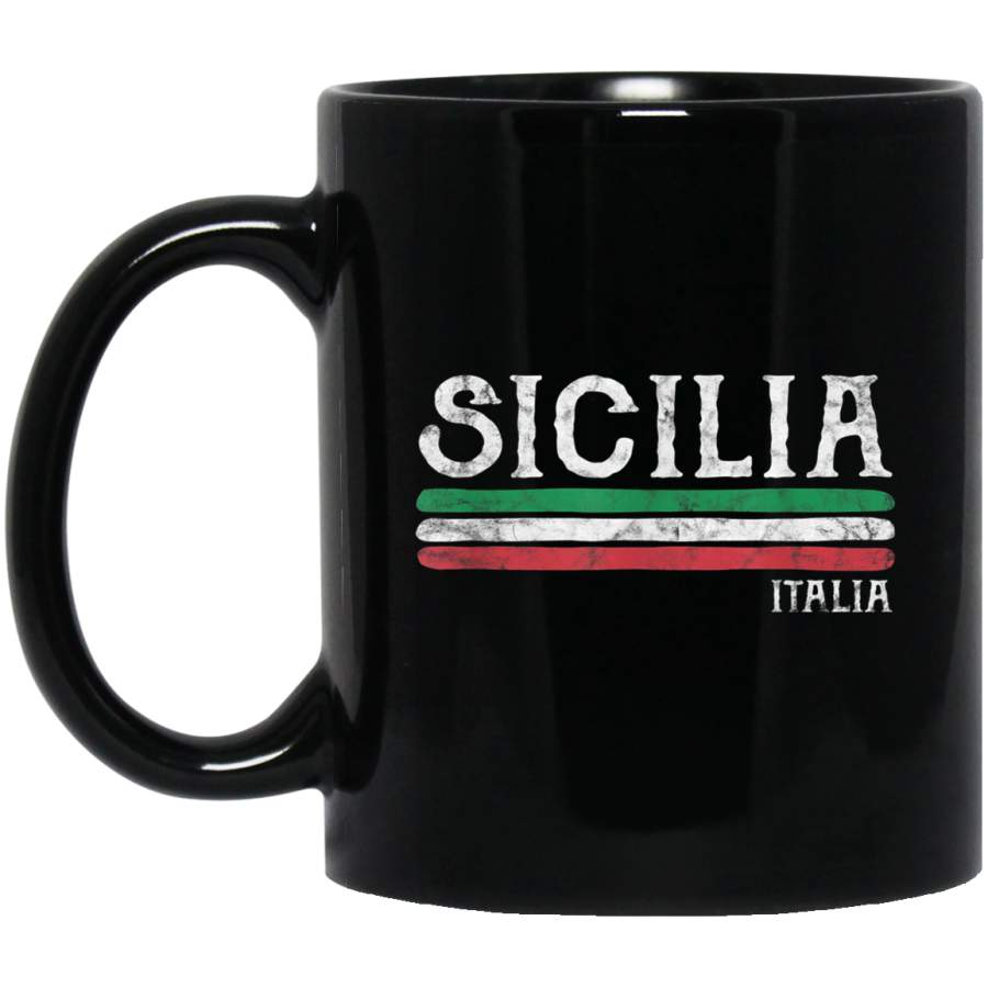 Vintage Sicilia Italy Black Mug