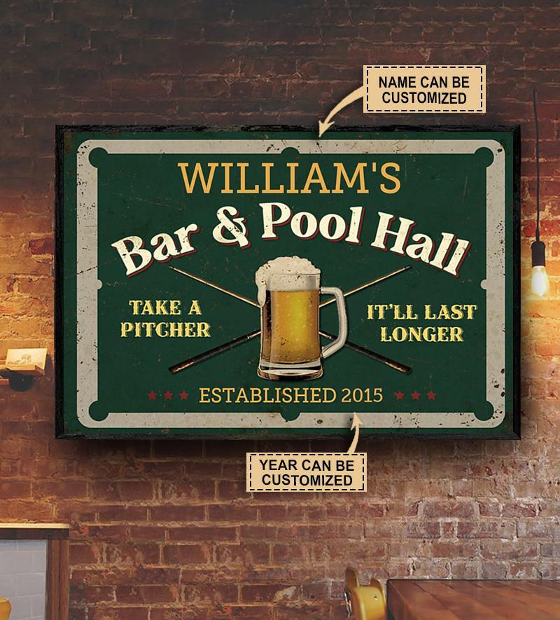 Personalized Billiard Bar And Pool Hall Last Longer Customized Poster