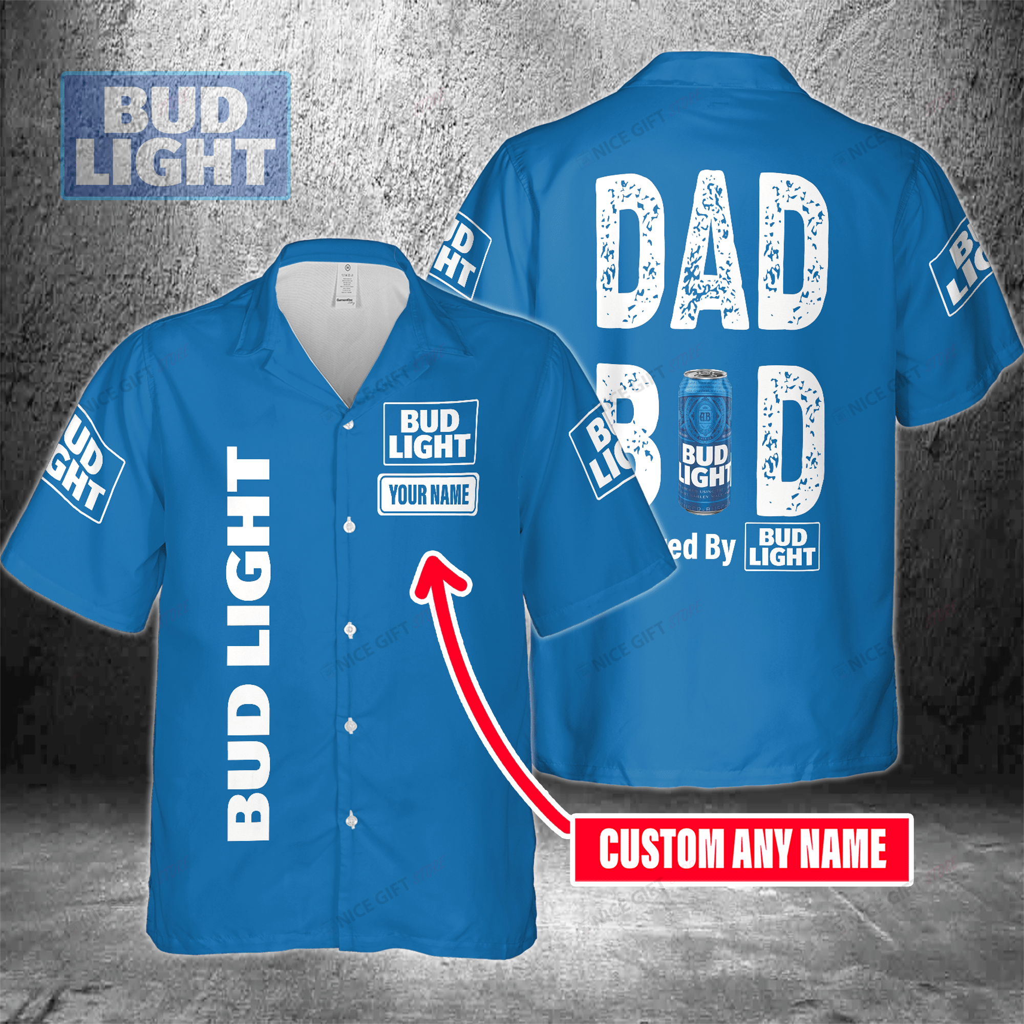Dad Bod Powered By Bud Light Custom Name Hawaiian Shirt 3Hs-P1D4