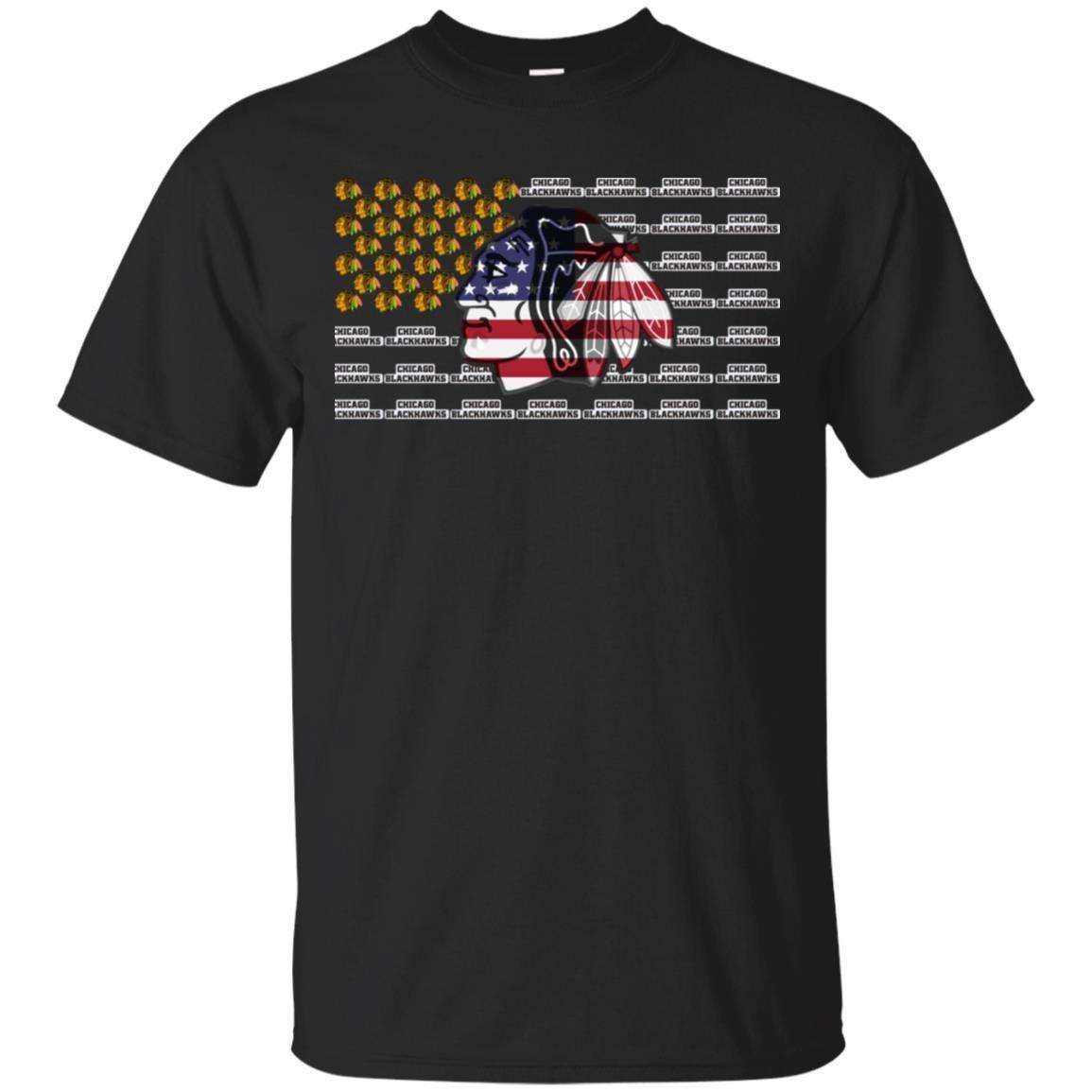 American Flag Chicago Blackhawks T-shirt for Hockey fans HA06