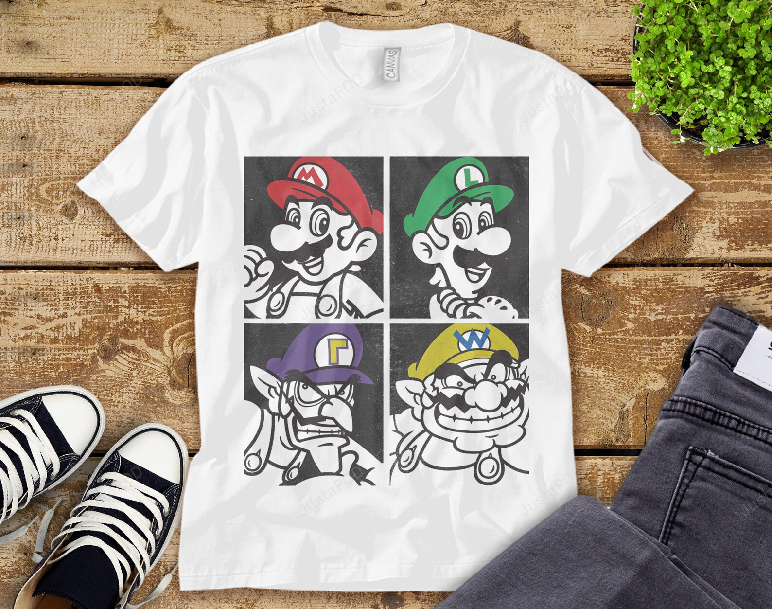 Super Mario Funny Mario Luigi Wario Waluigi Box Up T-Shirt