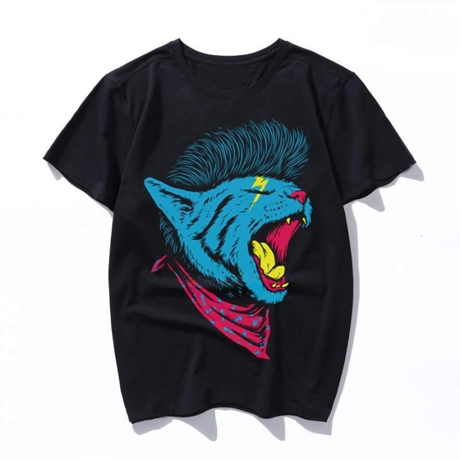 cat punk print art women men T-shirt female harajuku ulzzang tees fun T-shirts aesthetic Casual femme tops