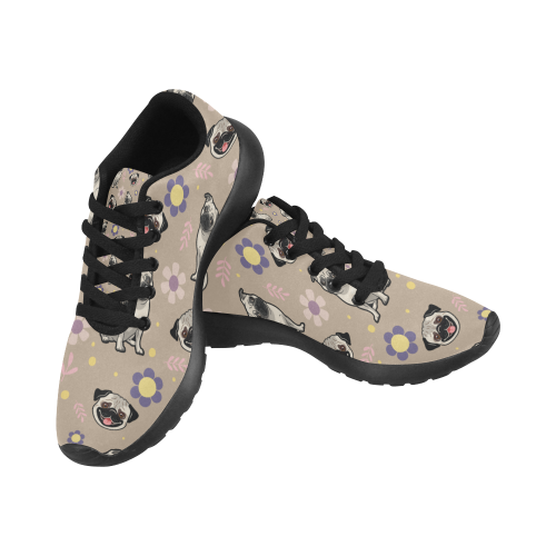 Pug Flower Black Sneakers for Women