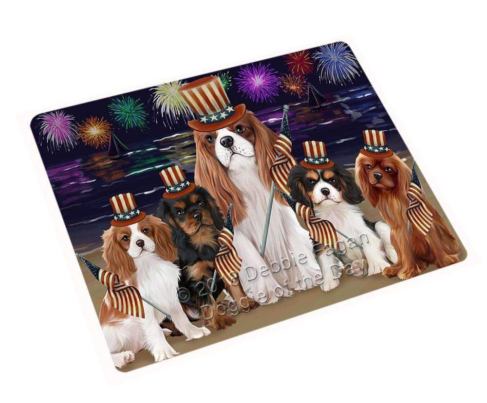 4Th Of July Independence Day Firework Cavalier King Charles Spaniels Dog Blanket Blnkt55407 (37X57 Sherpa)