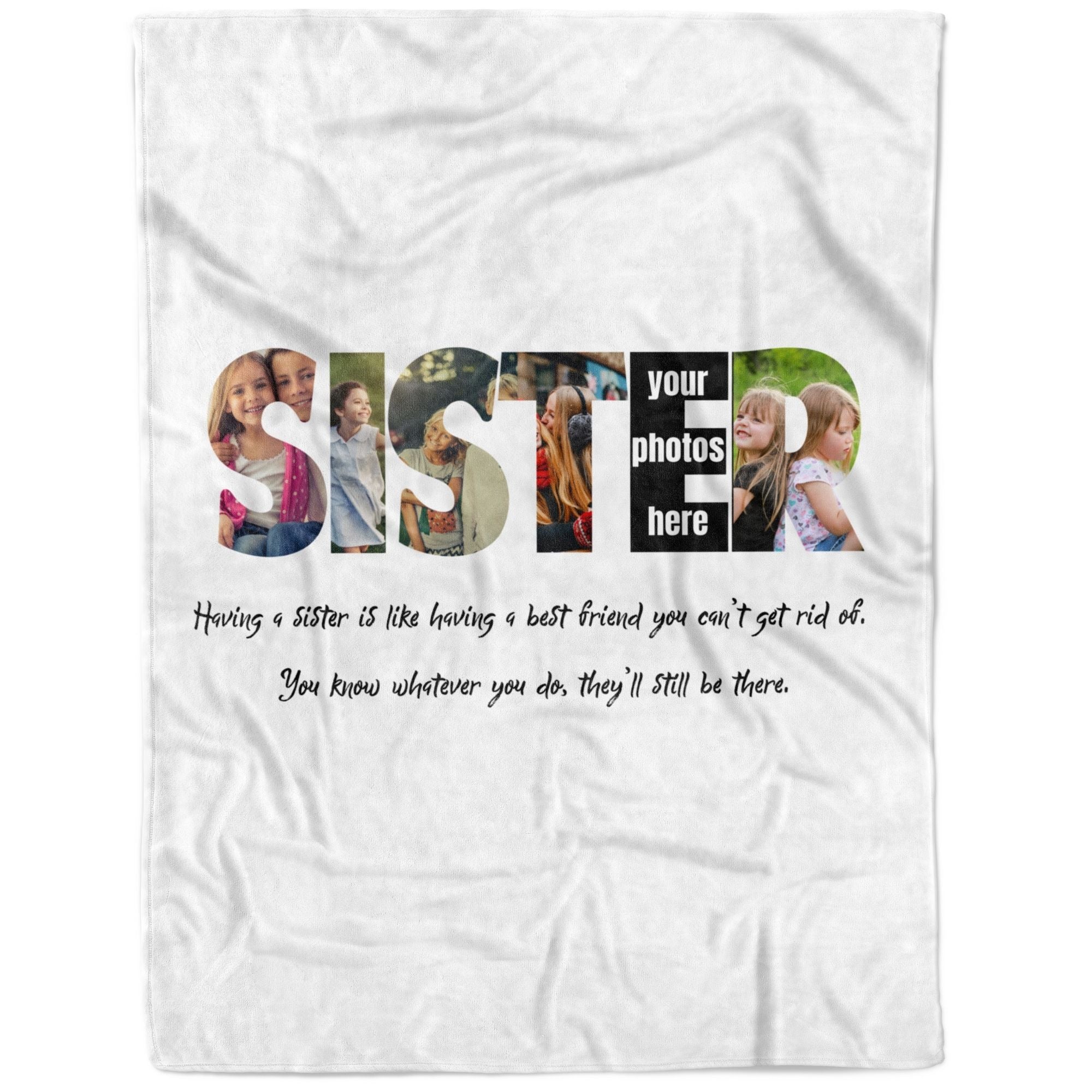 Custom Sister Photo Blanket Gift Fleece Pictures Personalization