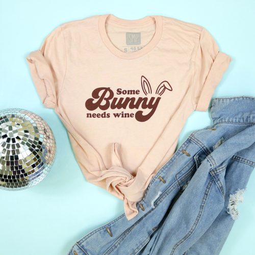 Some Bunny Needs Wine Adult Unisex Tee