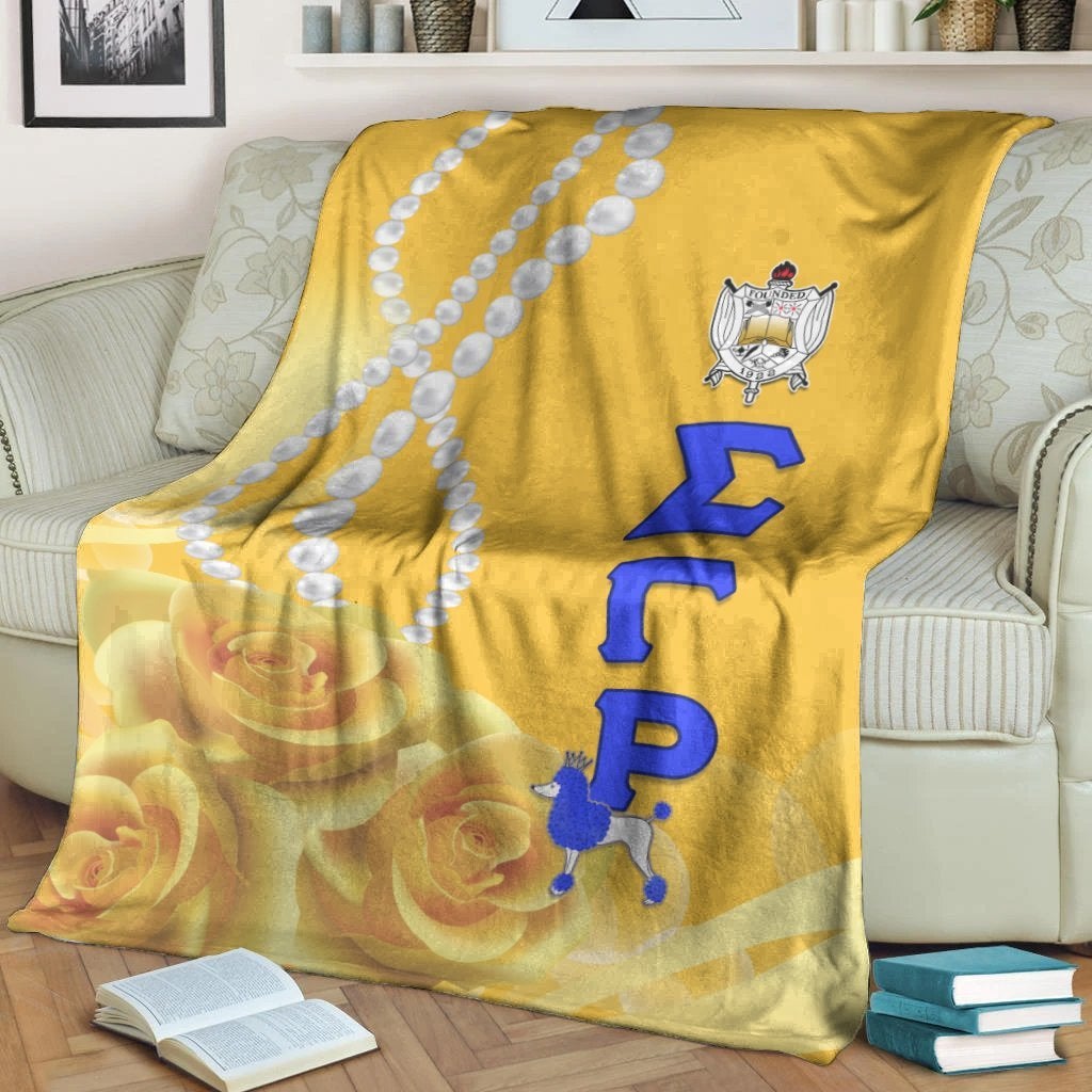 Wonderprint Home Set Sigma Gamma Rho Premium Blanket Yellow Tea Rose Lt10