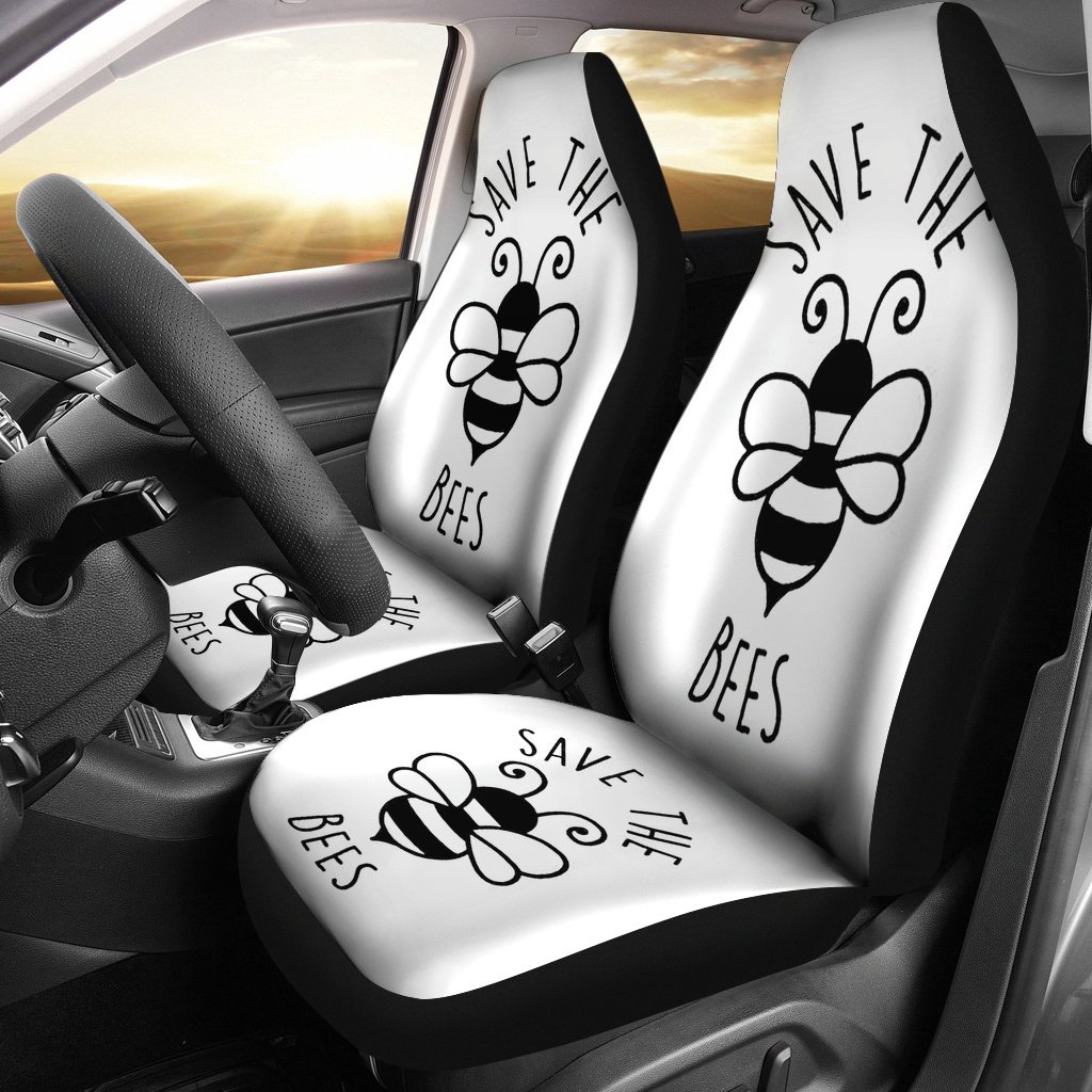 Save The Bee Black And White Animal Car Seat Covers