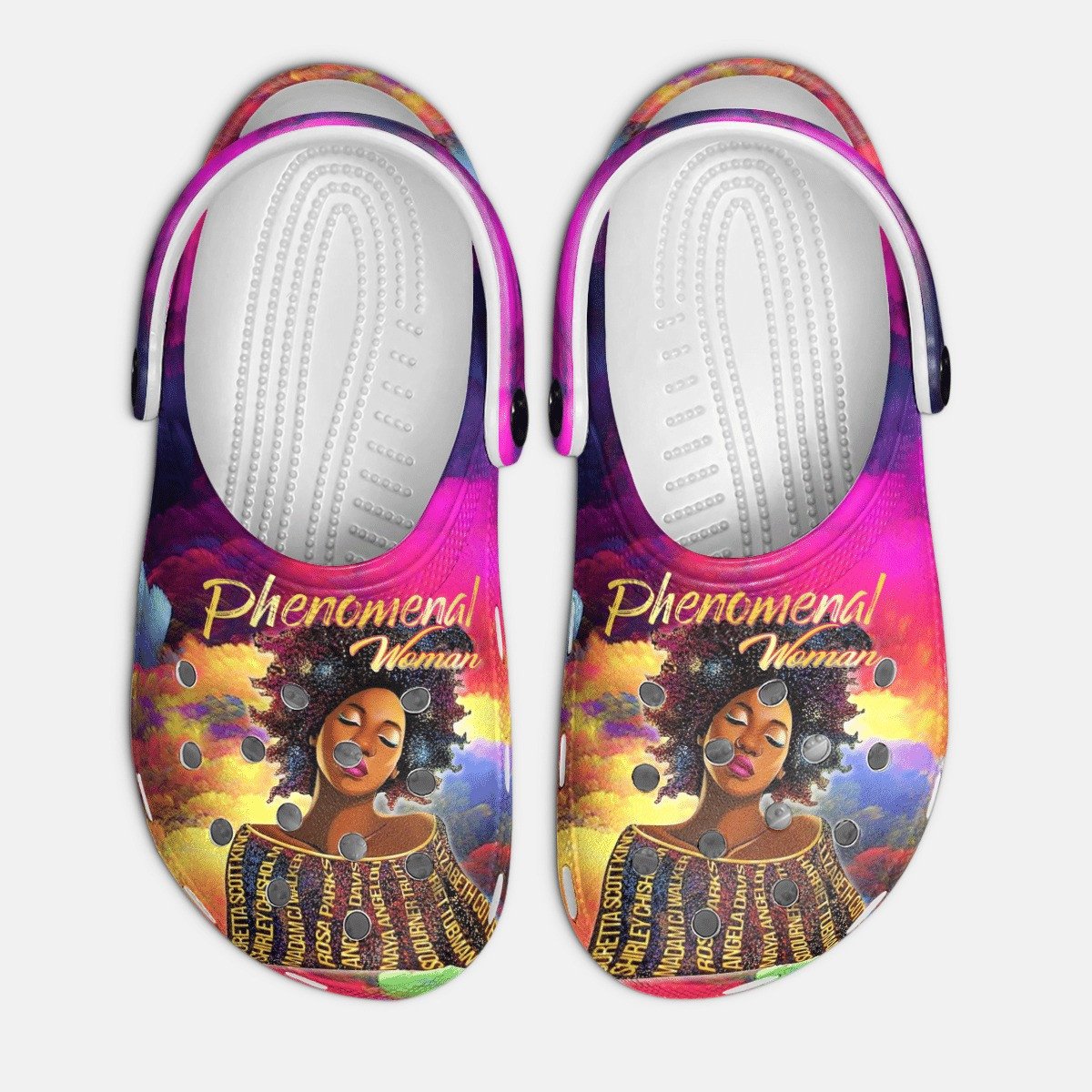 Phenomenal Woman Art Black Girl Custom Name African American clogs Clog Shoes For Girl