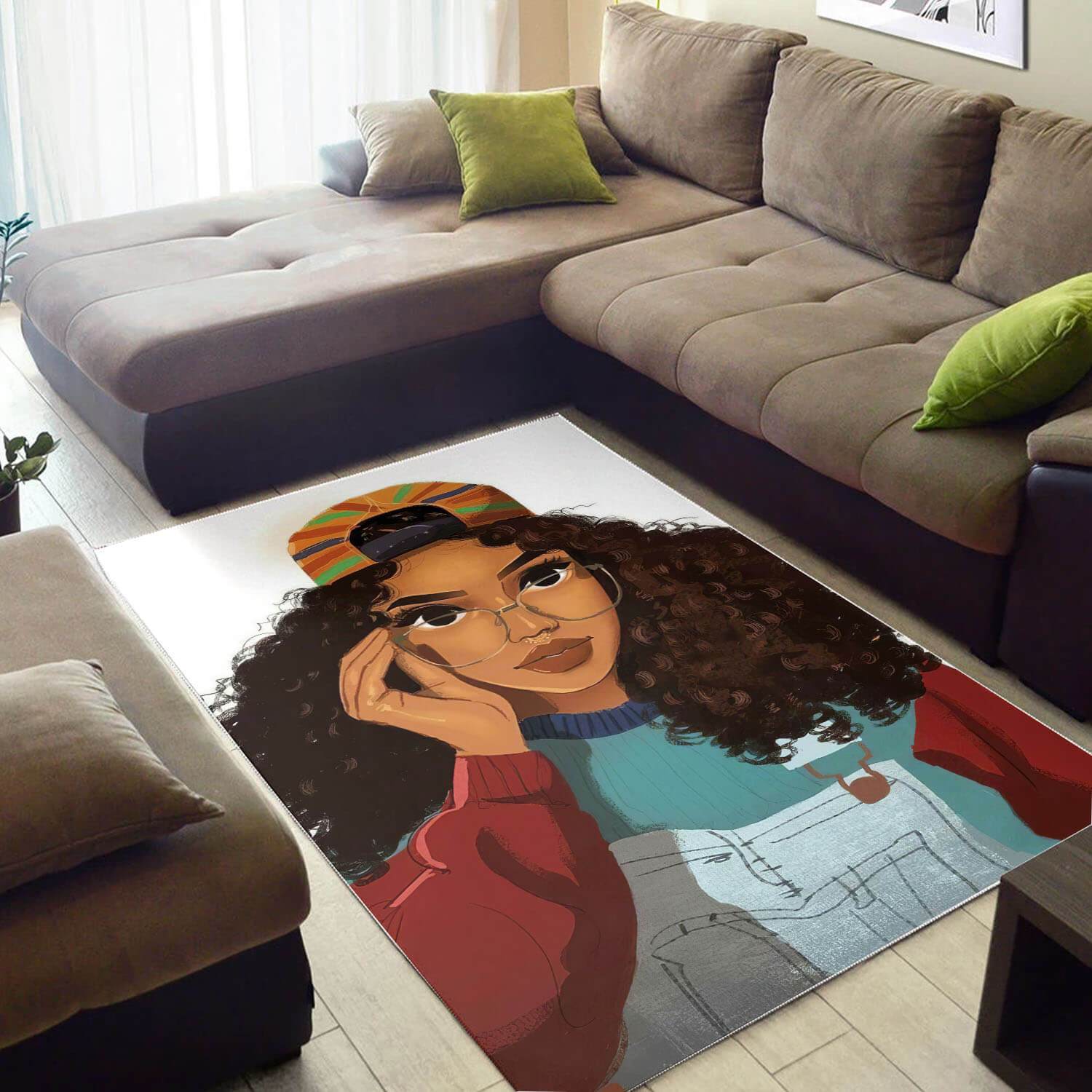 African American Area Rugs Pretty Afrocentric Lady African Print Floor Rug Modern Afrocentric Decor WBG25270