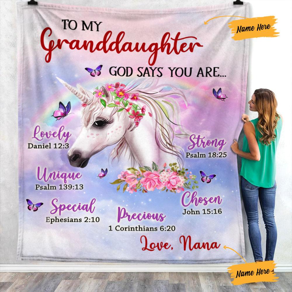 [Personalized Name]  Unicorn Grandma God Says You Are Fleece Blanket, Sherpa Blanket, Gift For Parent, Family Member, Friends Gift, Christmas Gift, Home Decor, Home Living