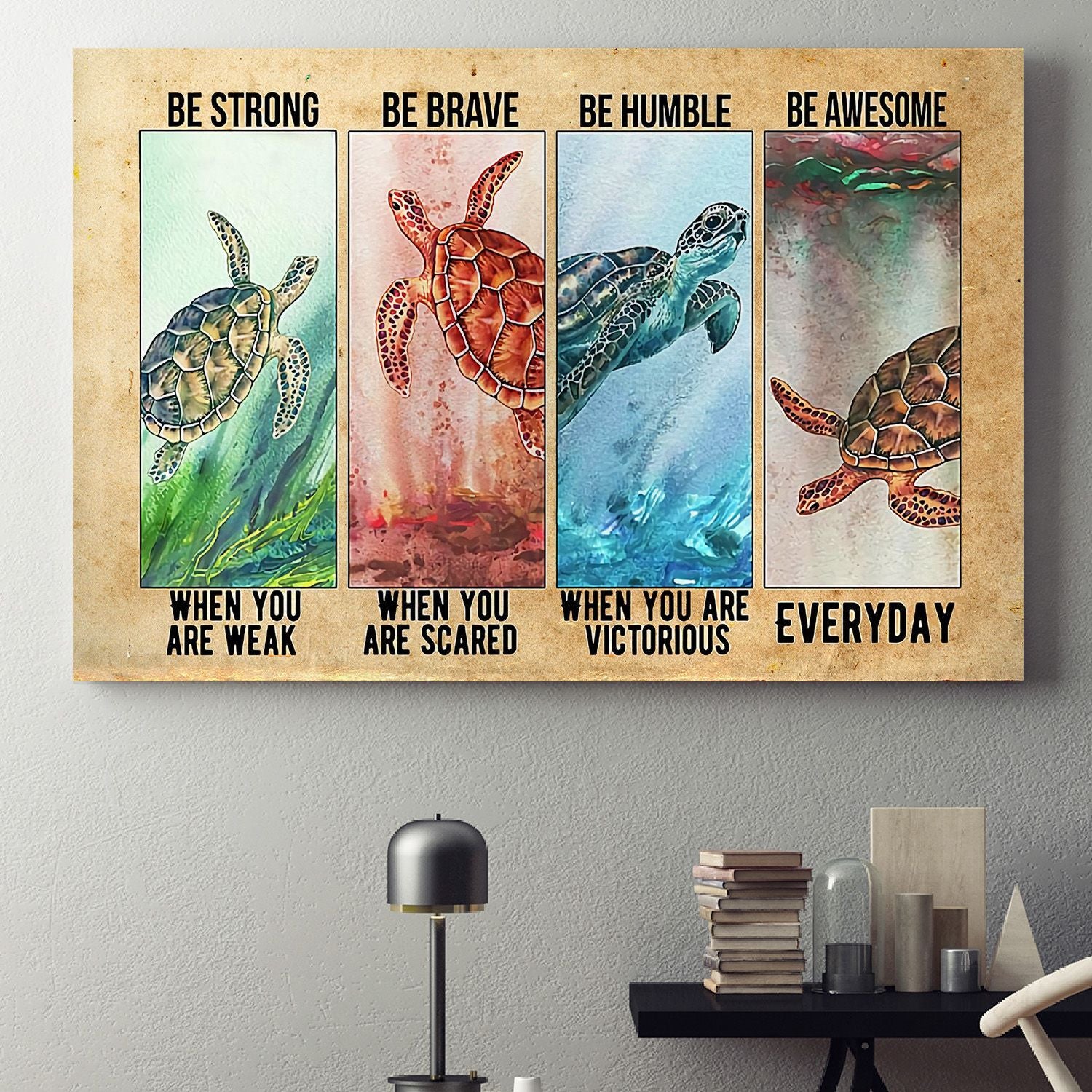 Types Of Turtle Poster – Strong Brave Humble Awesome Canvas Home Décor Birthday Christmas Gifts For Men Women – Gigo Smart