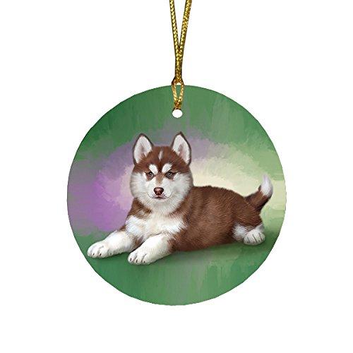 Siberian Husky Puppy Round Christmas Ornament Rfpor48117