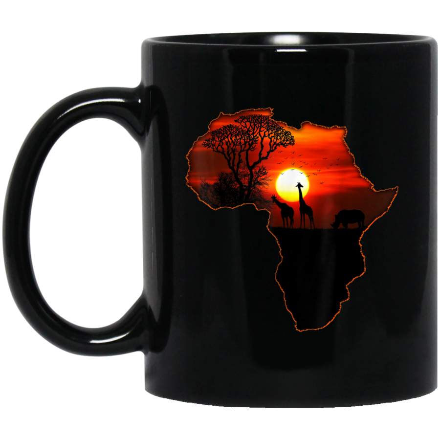 Africa Map Of Africa South African Sunset Safari Black Mug