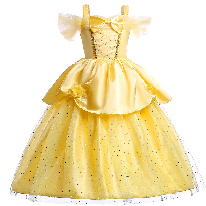 Belle Dress for Girls Princess Girls Clothes Birthday Party Beauty and The Beast Costume Kids Clothes Toddler Halloween Dress alx