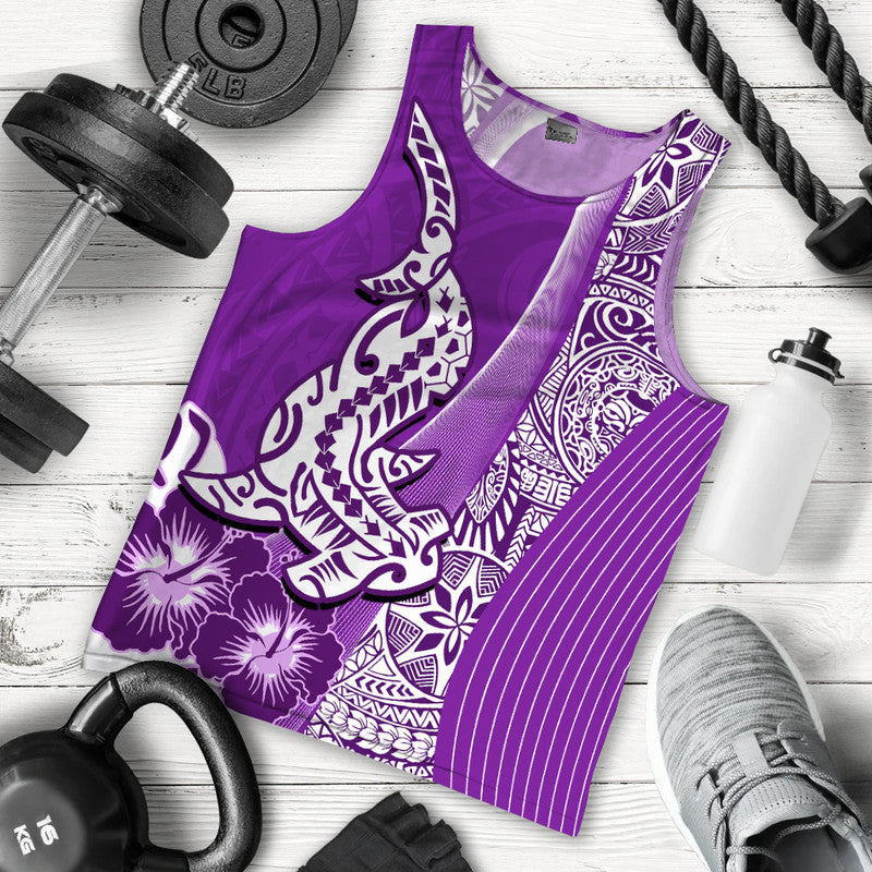 Hawaii Shark Polynesian Men Tank Top Vibe Purple Style Ha78460