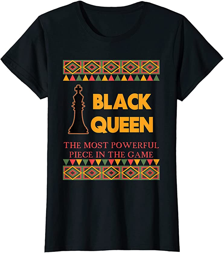 Womens Black Queen Most Powerful Tee Chess African American Gift T-Shirt