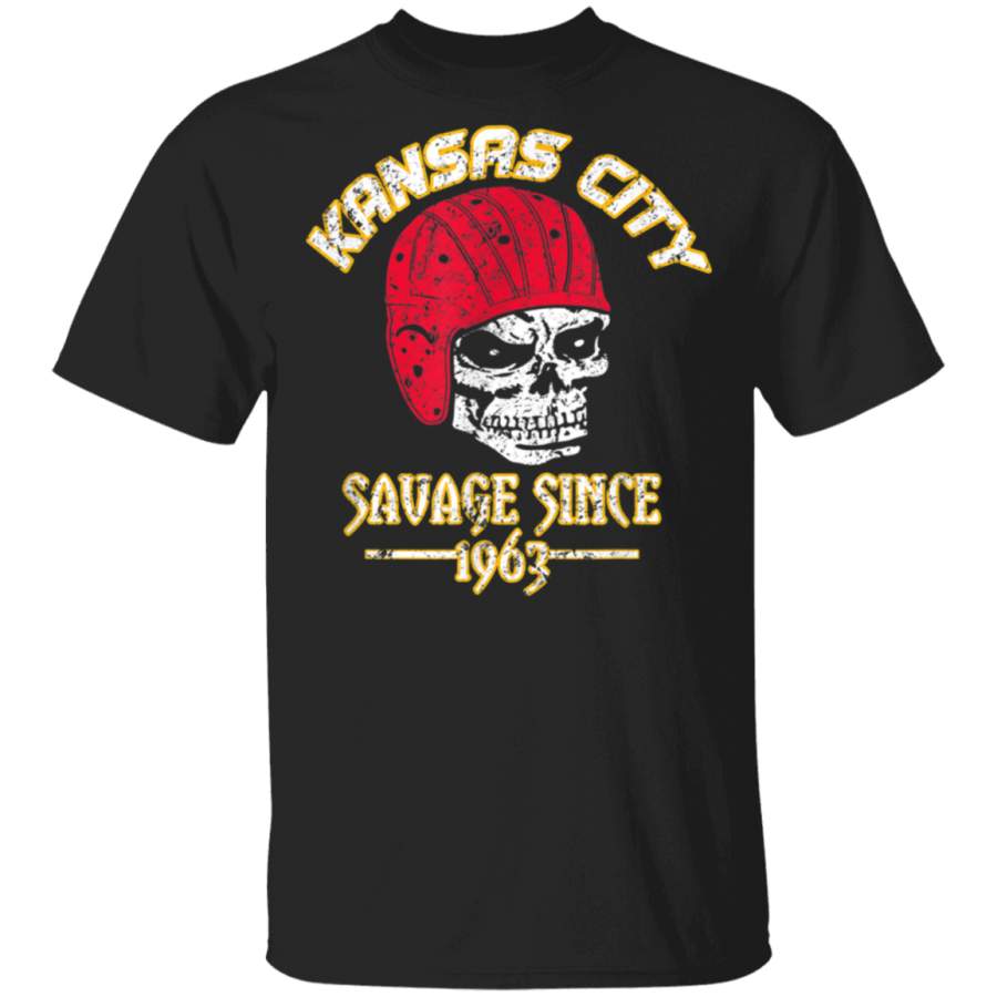 Kansas City Since 1963 Savage Skull Throwback Football Tee TShirt