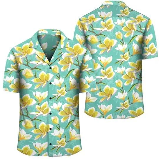 Tropical Plumeria Aloha Hawaiian Shirt Colorful Short Sleeve Summer Beach Casual Shirt For Men And Women