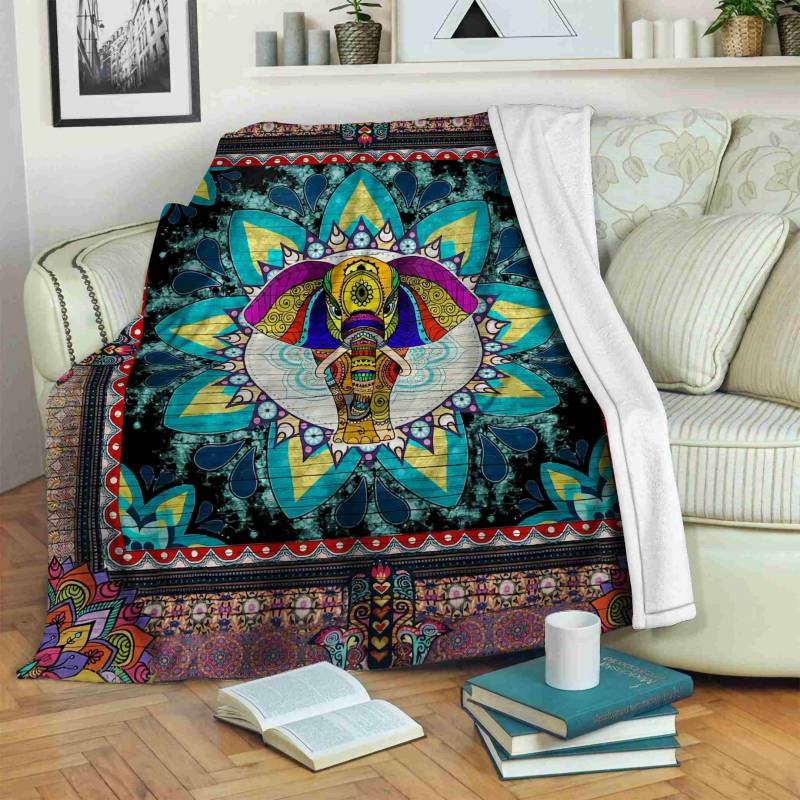 Mandala Elephant JQQ2515 Fleece Blanket