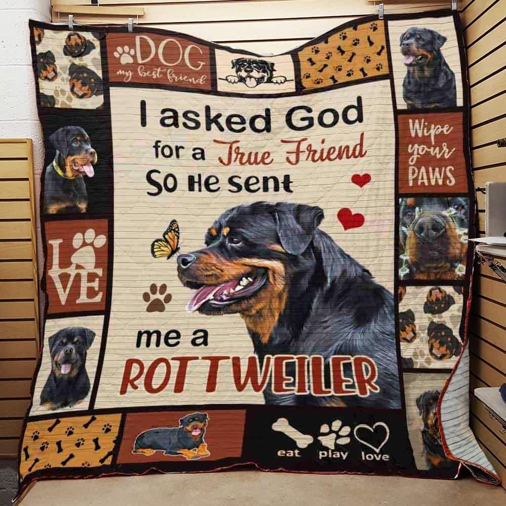 Rottweiler True Friend 0912 Quilt Blanket Christmas Christmas Gifts Merry Christmas Holiday Gifts Gift Dhc03011722Dd