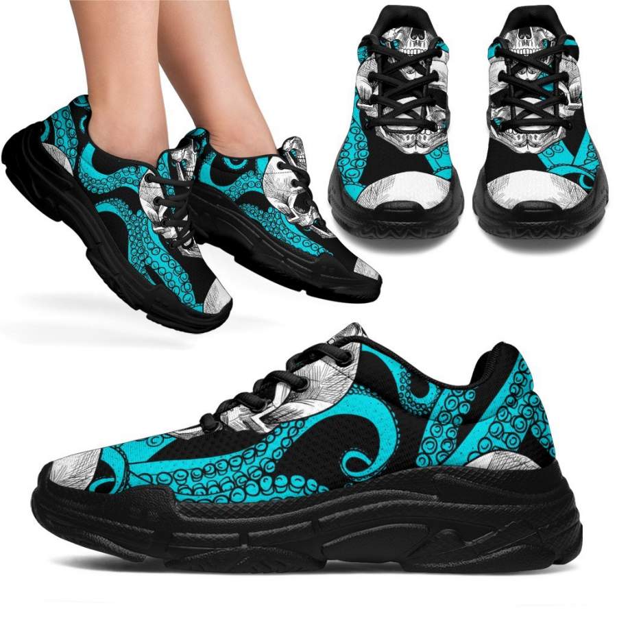 Octopus Tentacles Skull Pattern Print Chunky Sneakers