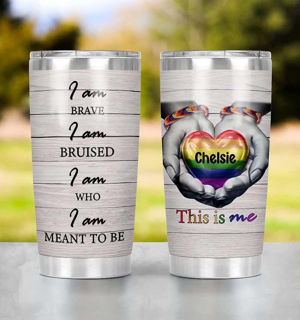 Personalized Lgbt Pride Tumbler, Tumbler Gift For Gay Couple, I Am Who I Am Meant To Be This Is Me, Pride Month Gift, Les Couple